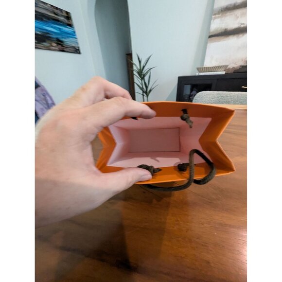 Hermes Luxury Orange Paper Shopping Bag With Rope Handles  8.5" - Picture 7 of 10